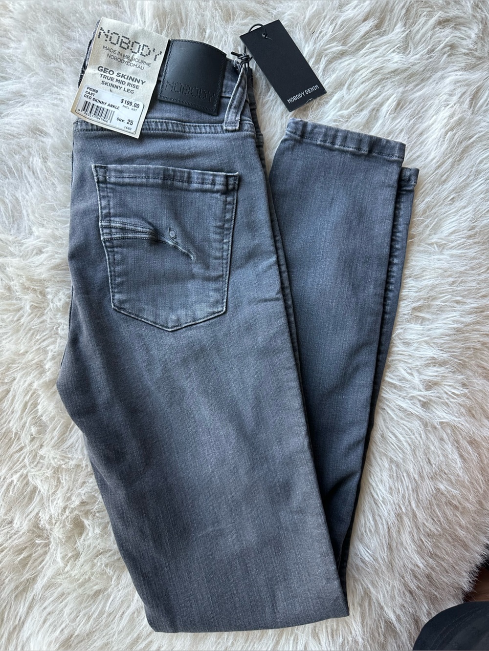 Nobody Denim Skinny Jeans in Gray size 25 made in Australia mid rise Strech NEW
